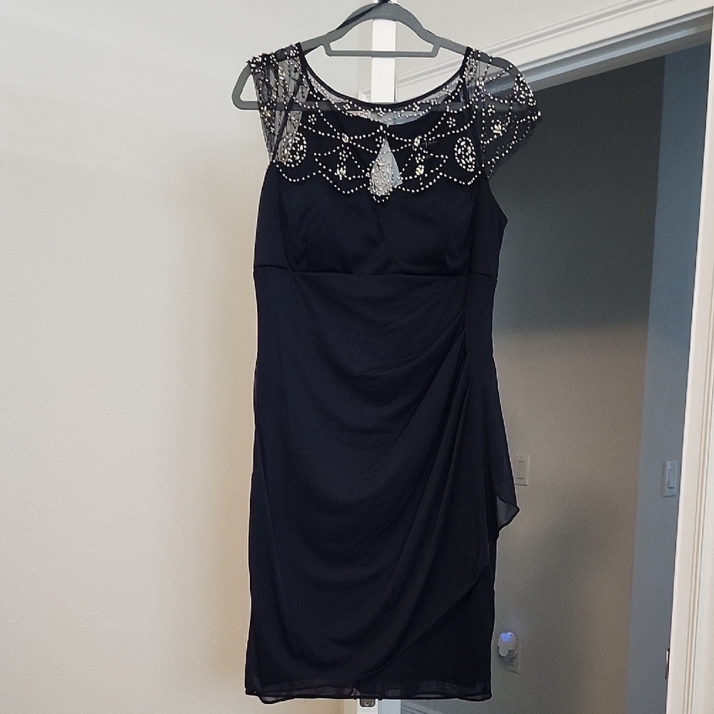 Elegant Black Embellished Mini Dress